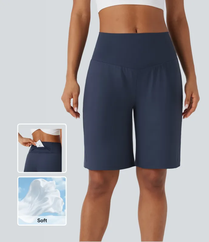 Halara Bermudas Softlyzero™ Airy yoga tiro alto múltiple bolsillo tacto fresco - Mood Indigo - S sold by Halara