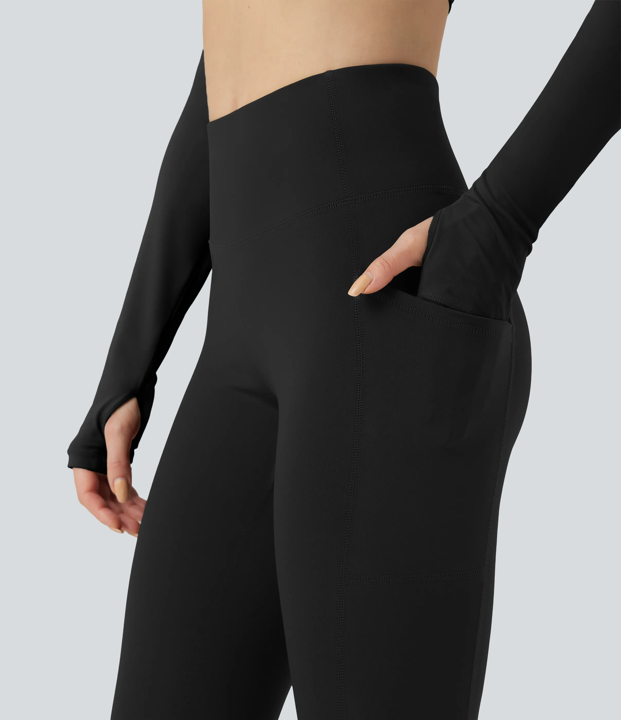 Halara Leggings de senderismo de tiro alto 7/8 resistentes al desgaste con bolsillos - Black - M(7/8) sold by Halara product image thumbnail 5