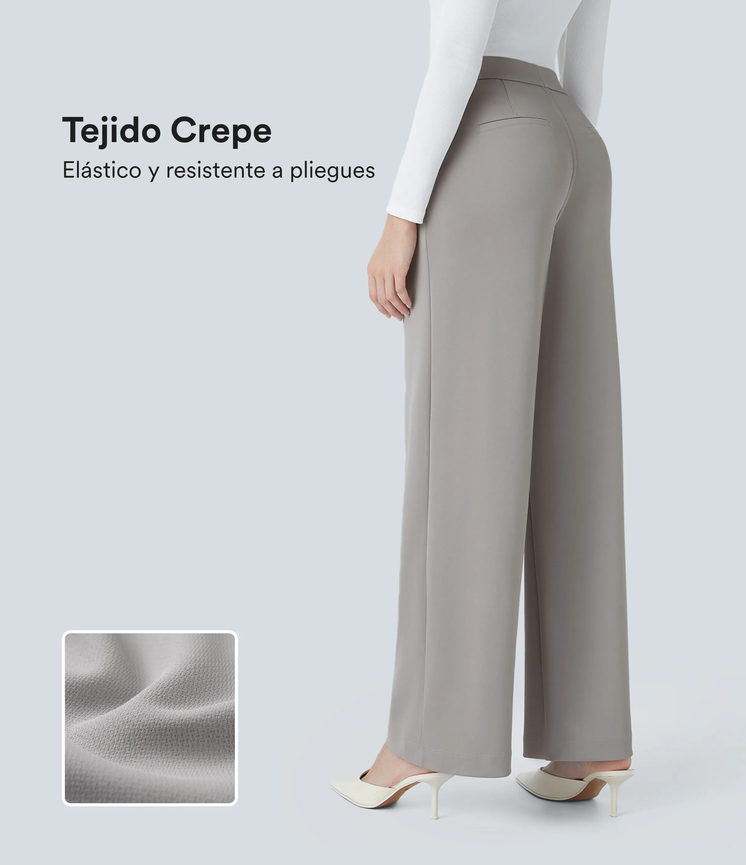 Halara Pantalón Halara Flex™ oficina crepé pierna recta bolsillo lateral tiro alto - Paloma - L(regular) sold by Halara product image thumbnail 2