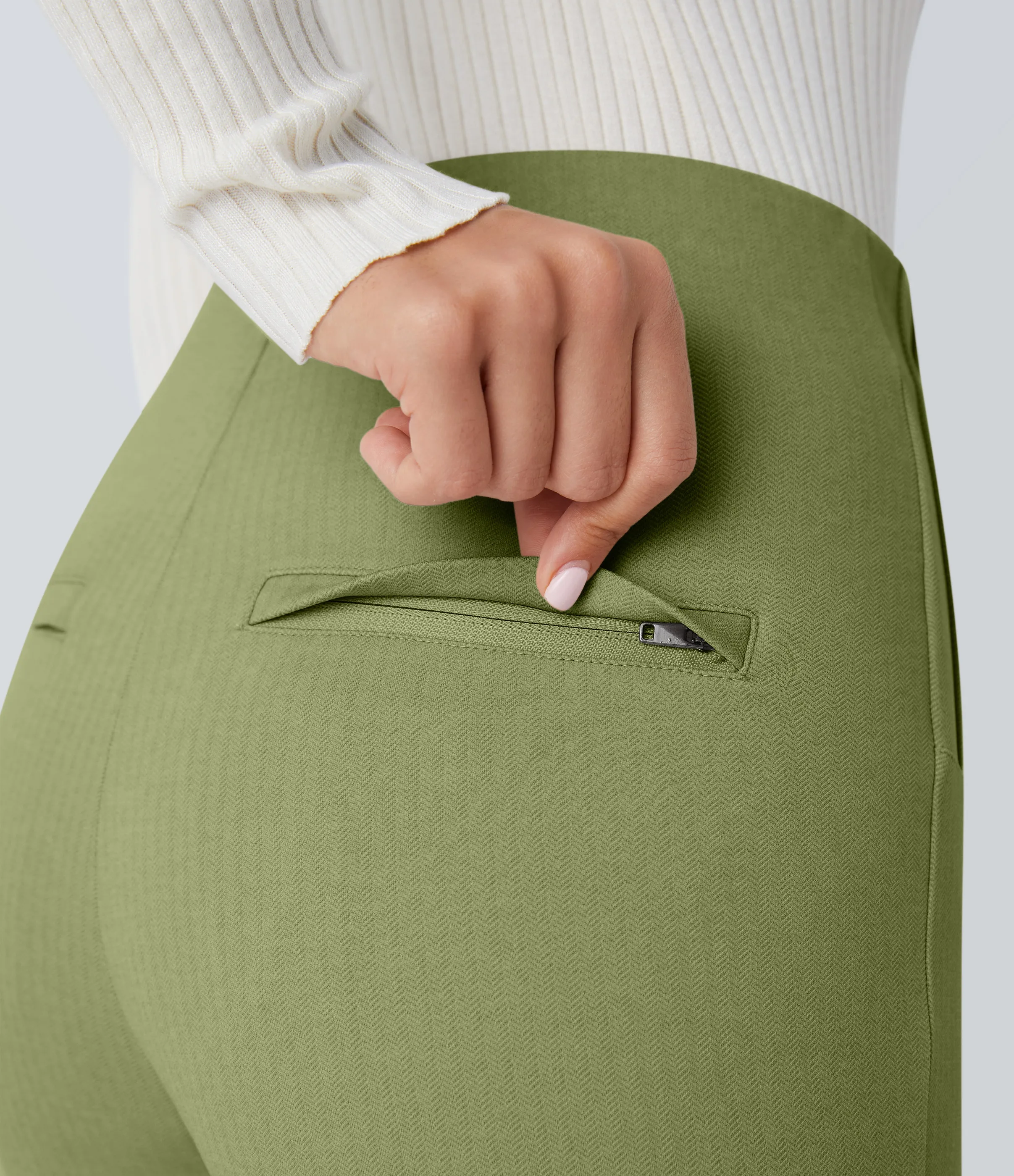 Halara Leggings SoCinched oficina espiga botón decorativo posterior control abdomen tiro alto - Iguana - XS(7/8) sold by Halara product image thumbnail 5