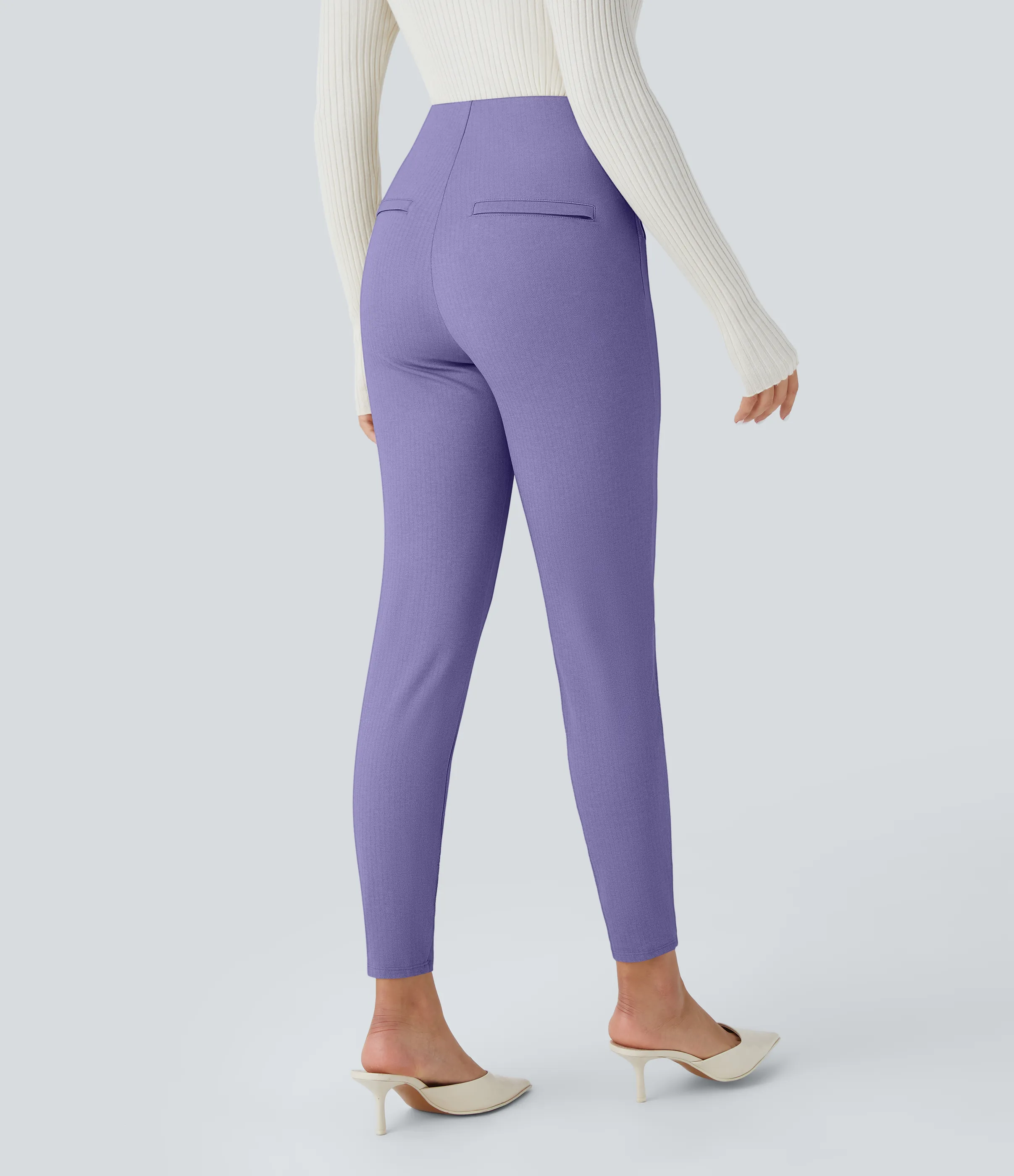 Halara Leggings SoCinched oficina espiga botón decorativo posterior control abdomen tiro alto - Aster Purple - XS(7/8) sold by Halara product image thumbnail 3