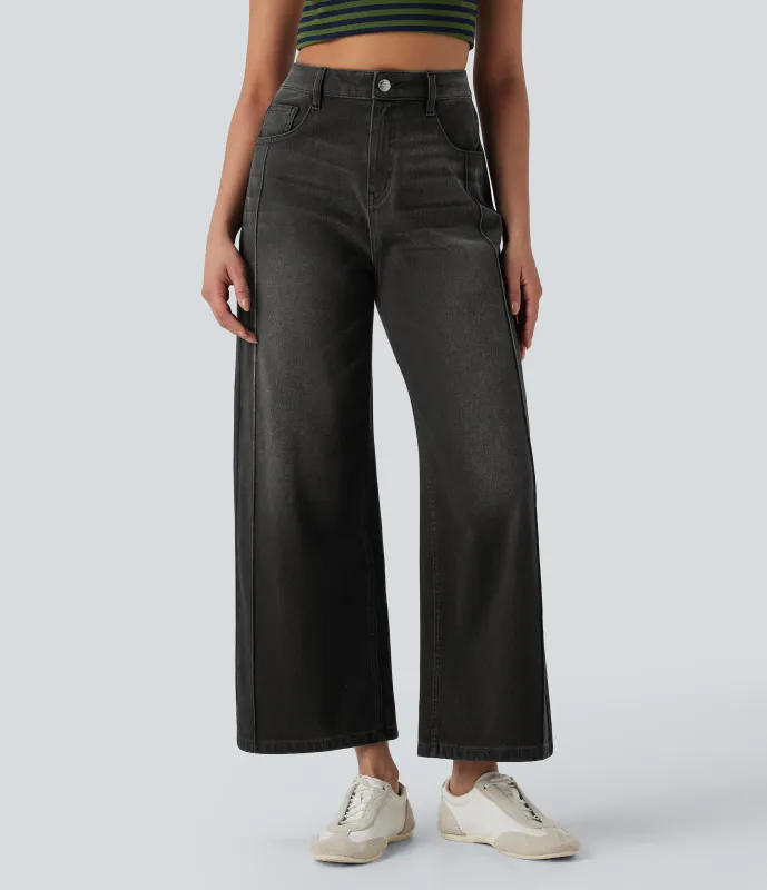 Halara Jeans Halara Flex™ Denim Baggy holgado elástico lavado múltiple bolsillo tiro alto - Phantom Denim - M(regular) sold by Halara