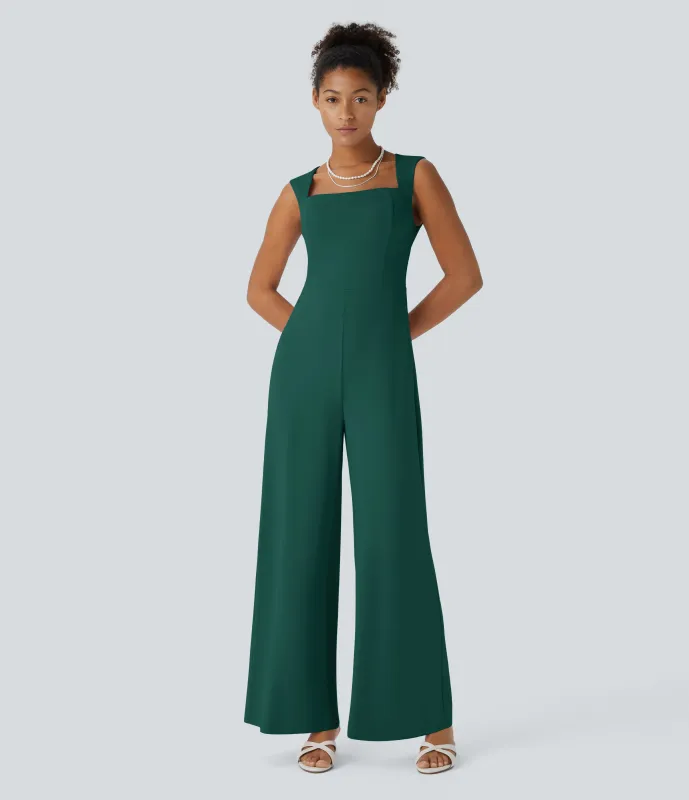 Halara Mono sin mangas cuello cuadrado dama honor invitada boda - Rain Forest - XL(petite) sold by Halara