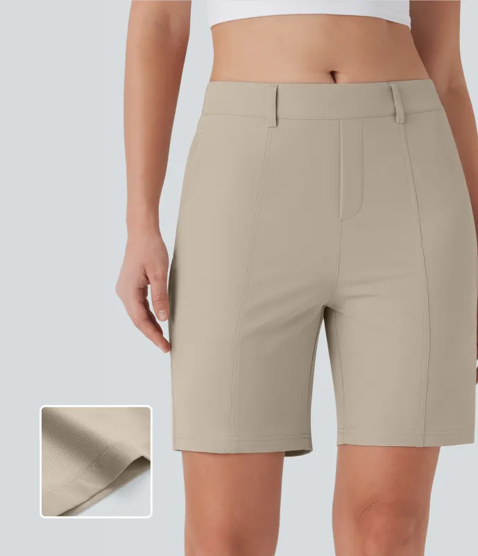Halara Bermudas casuales de tiro medio de secado rápido con bolsillos - UPF 40+ - Oxford Tan - M sold by Halara