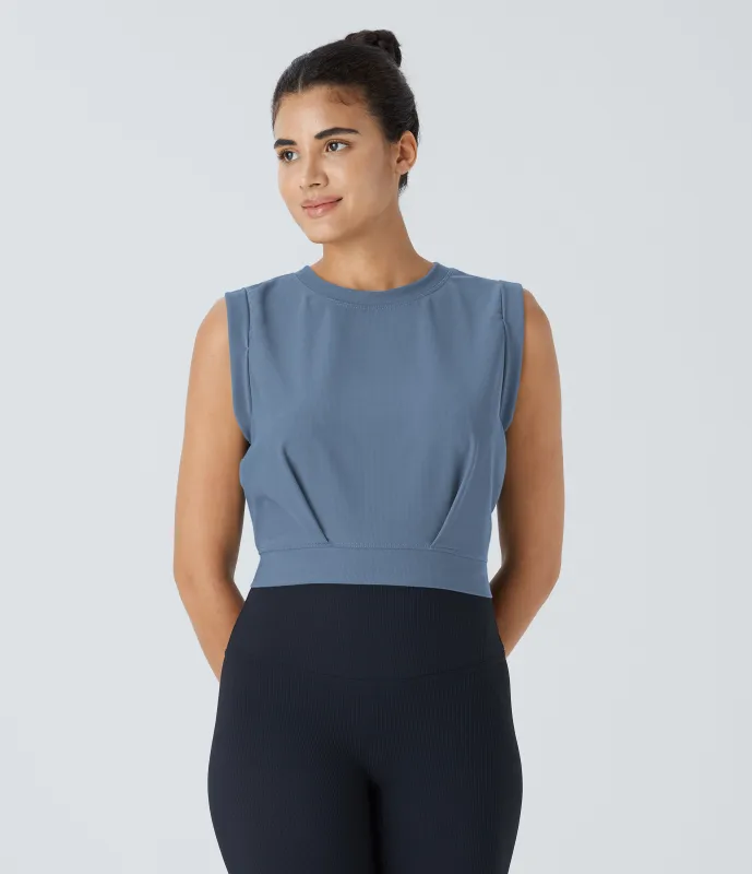 Halara Camiseta Patitoff™ Flow sin mangas yoga cuello redondo resistente pelo mascota sin mangas - Deep Ocean Blue - XL sold by Halara