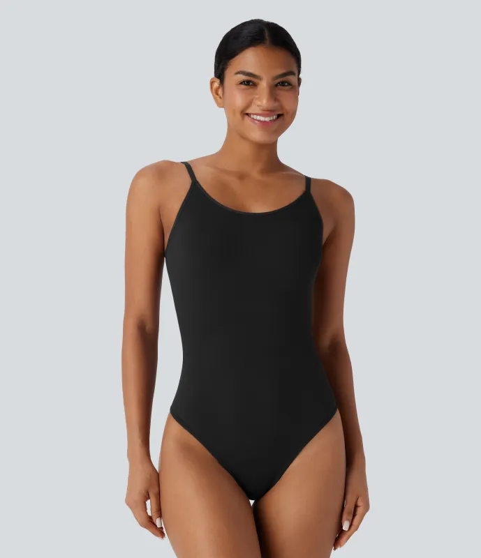 Halara Body liso sin costuras con espalda descubierta, tirantes ajustables y botones a presión - Black - L sold by Halara