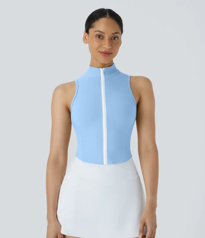 Halara Top sin mangas con cremallera frontal - Fresh Blue - L sold by Halara