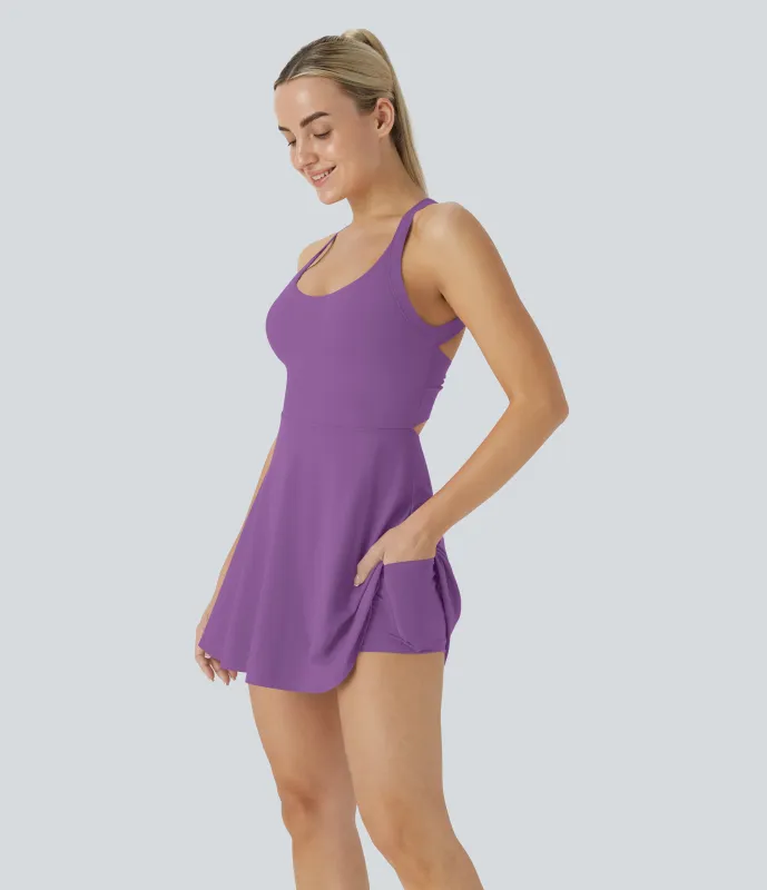 Halara Vestido Softlyzero™ Airy deportivo activo baile tacto fresco sin espalda retorcido - Edición Easy Peezy - Dewberry - XS sold by Halara