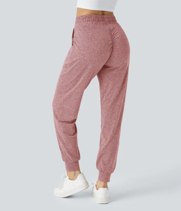 Halara Joggers yoga fruncido bolsillo lateral cordón tiro alto - Mottled Begonia - L(regular) sold by Halara