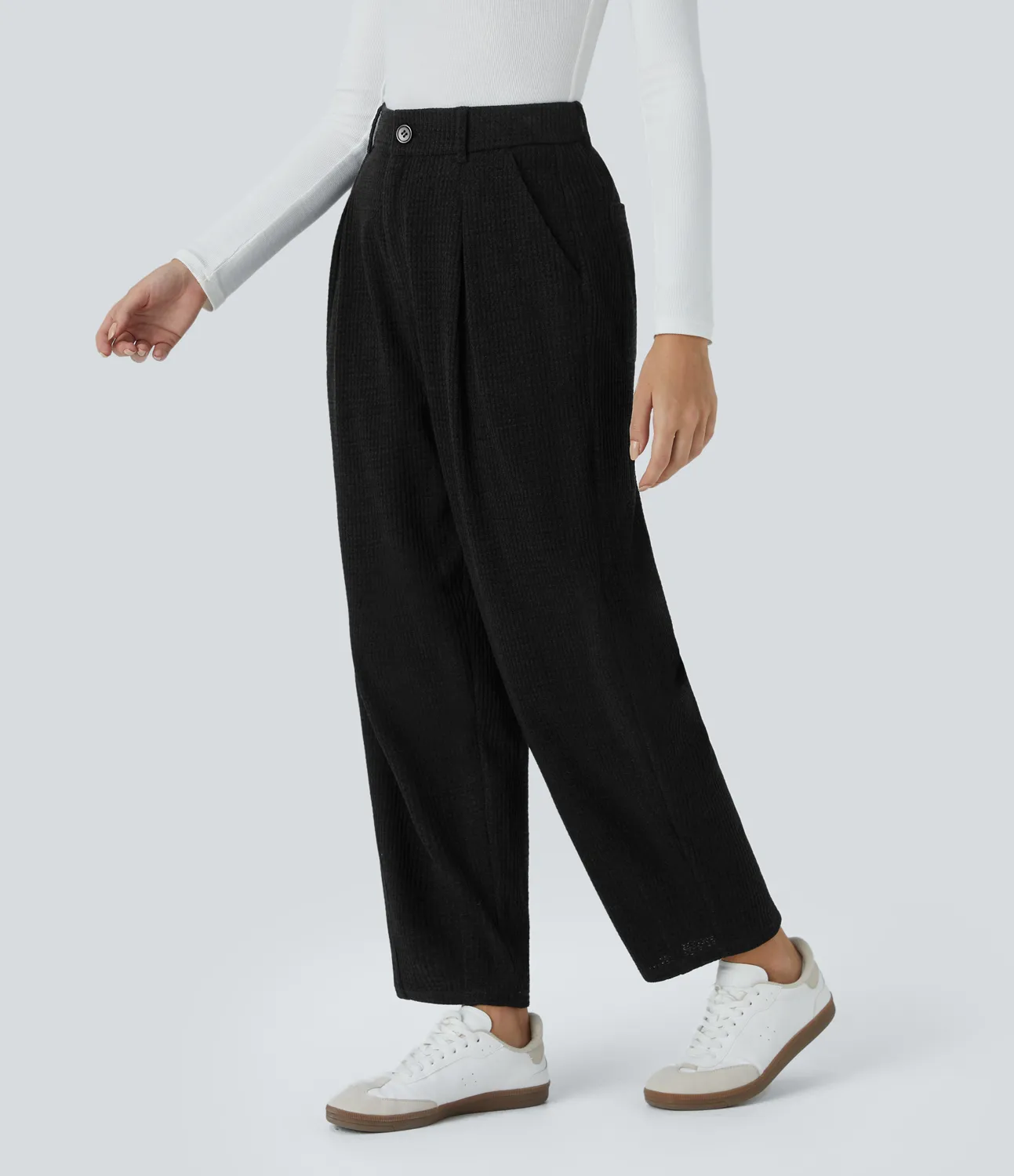 Halara Pantalón múltiple bolsillo cierre botón tiro medio - Black - S(regular) sold by Halara product image thumbnail 4