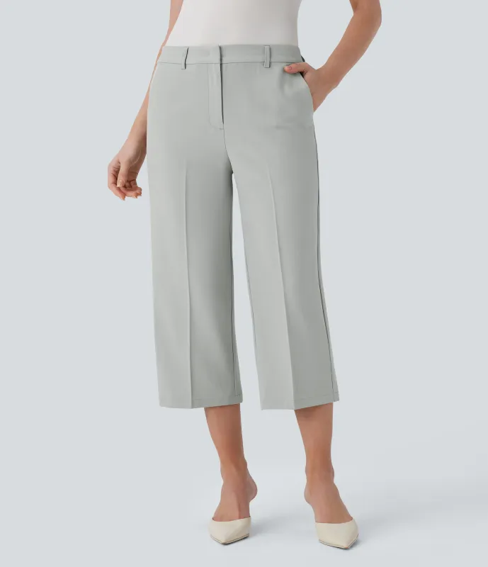 Halara Pantalón oficina capri tiro medio bolsillo lateral - Storm Gray - M(regular) sold by Halara