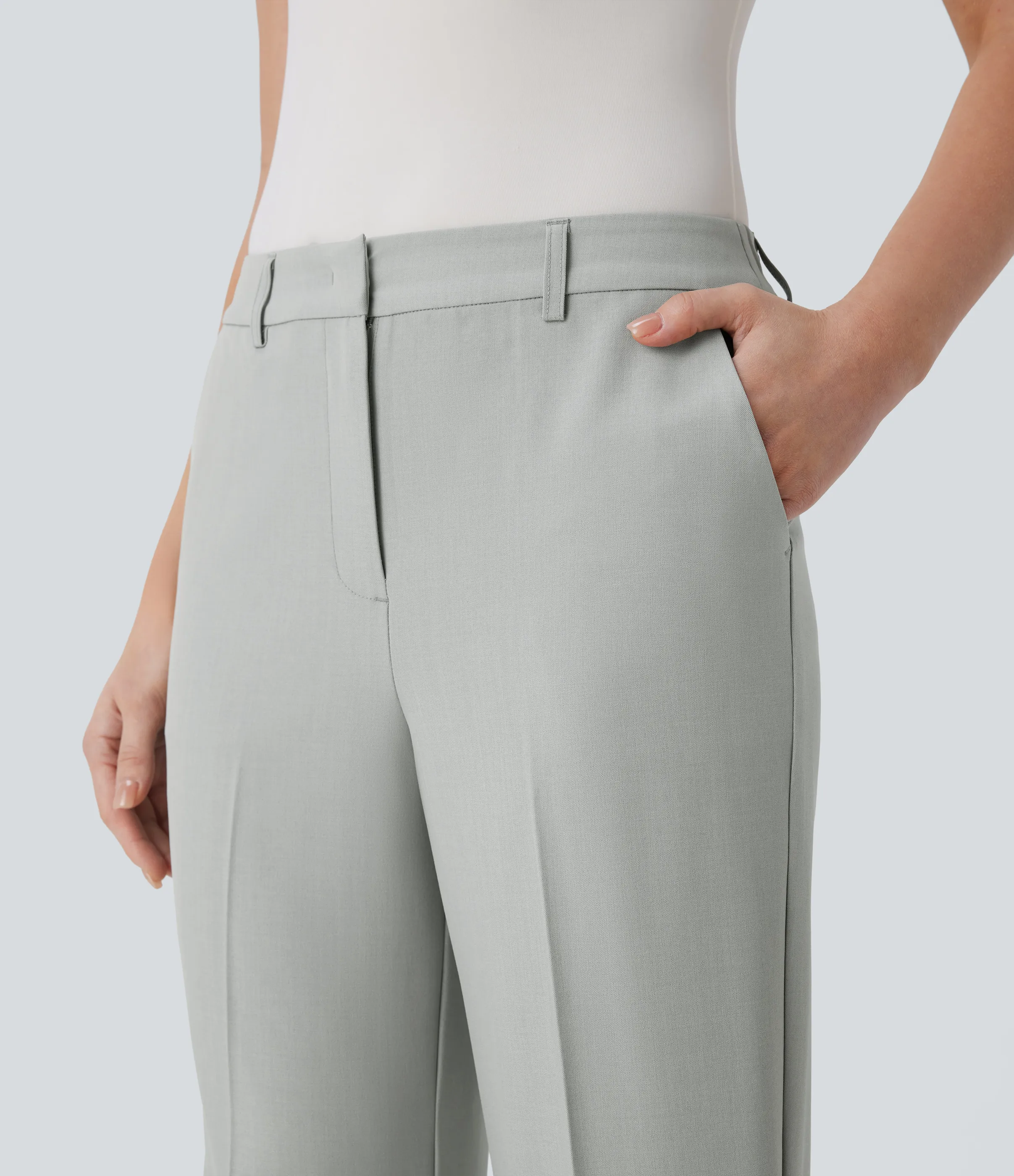 Halara Pantalón oficina capri tiro medio bolsillo lateral - Storm Gray - M(regular) sold by Halara product image thumbnail 5