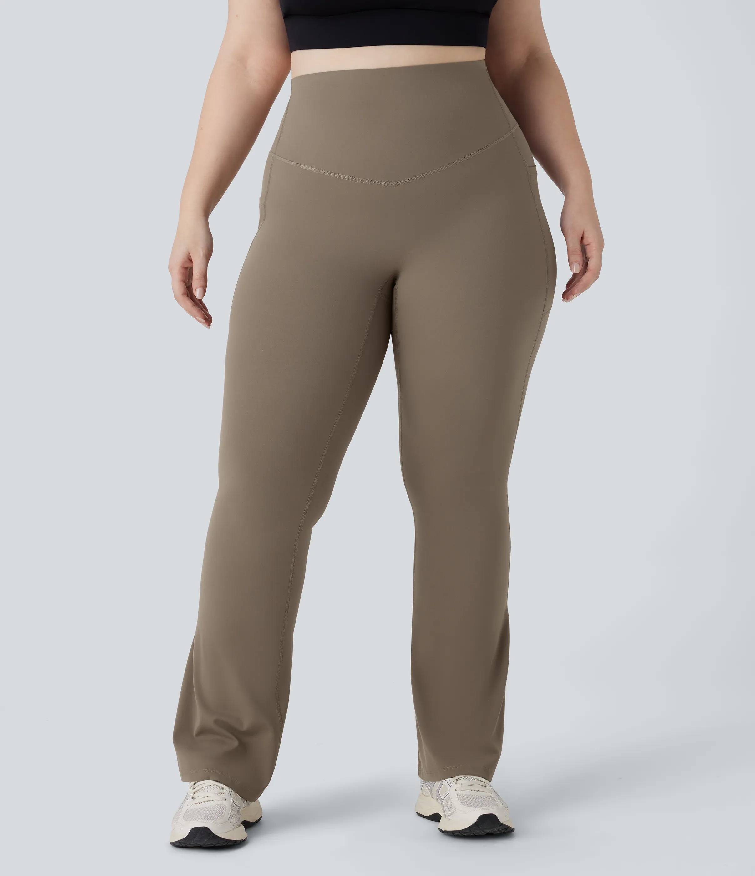 Halara Leggings SoCinched UltraSculpt yoga moldeador tiro alto bolsillo lateral control abdomen Bootcut talla grande - Dawn Brown - 2X(regular) sold by Halara product image thumbnail 4