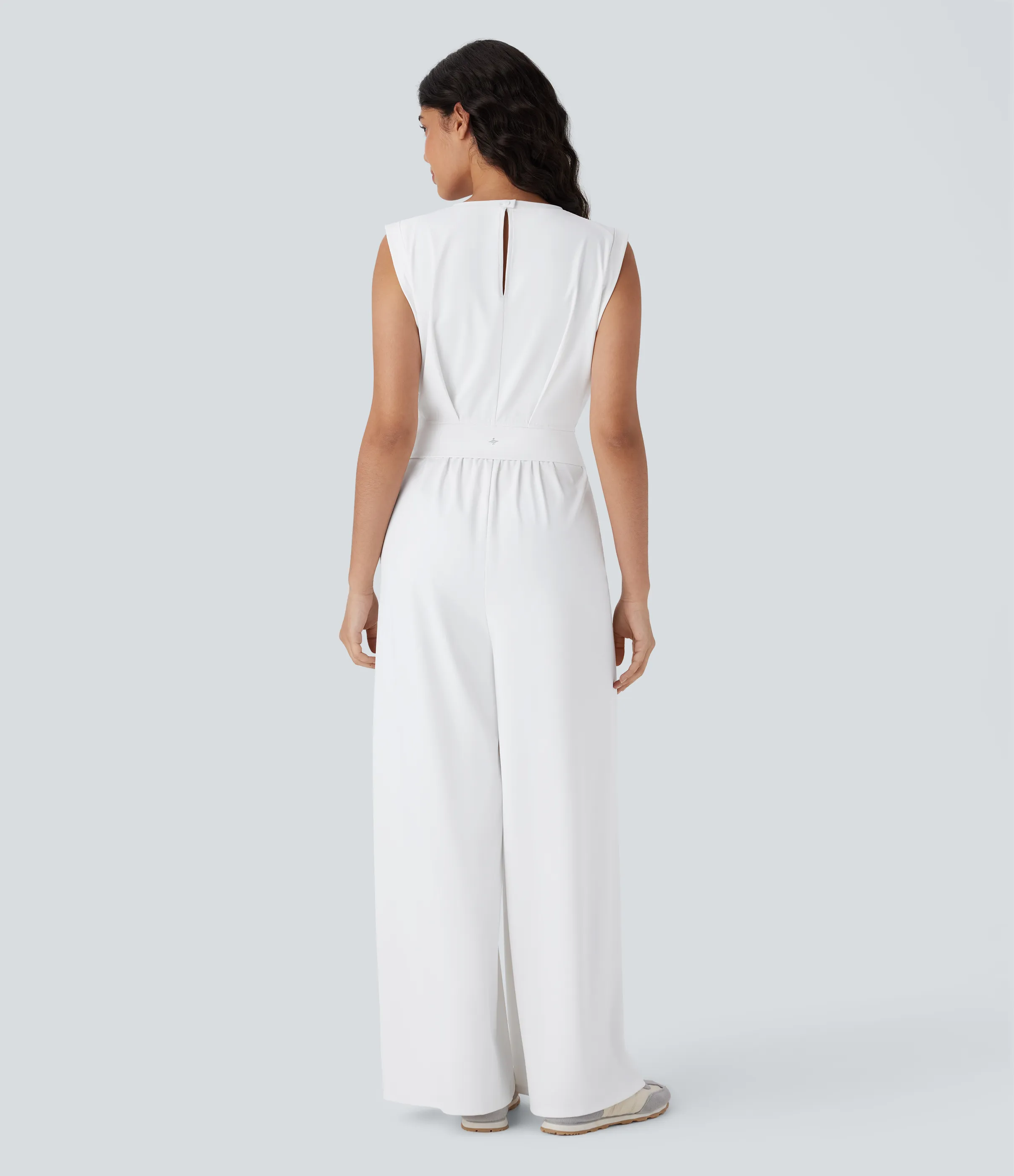 Halara Mono de yoga sin mangas Softlyzero™ con cuello redondo de secado rápido, espalda abierta y bolsillos - Edición Easy Peezy - White - L(regular) sold by Halara product image thumbnail 3