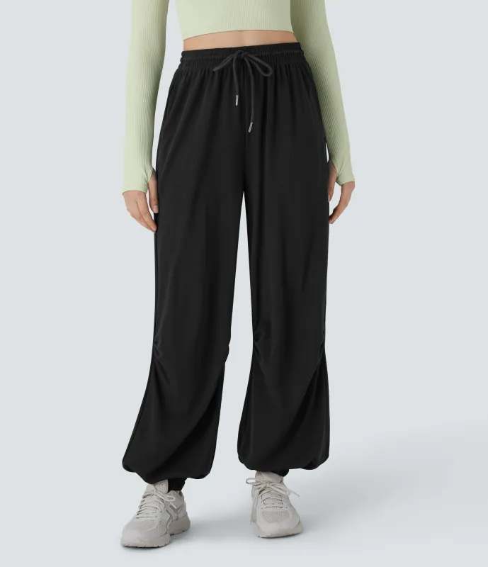 Halara Pantalón deportivo tiro alto cordón bolsillo lateral - Black - XS(regular) sold by Halara