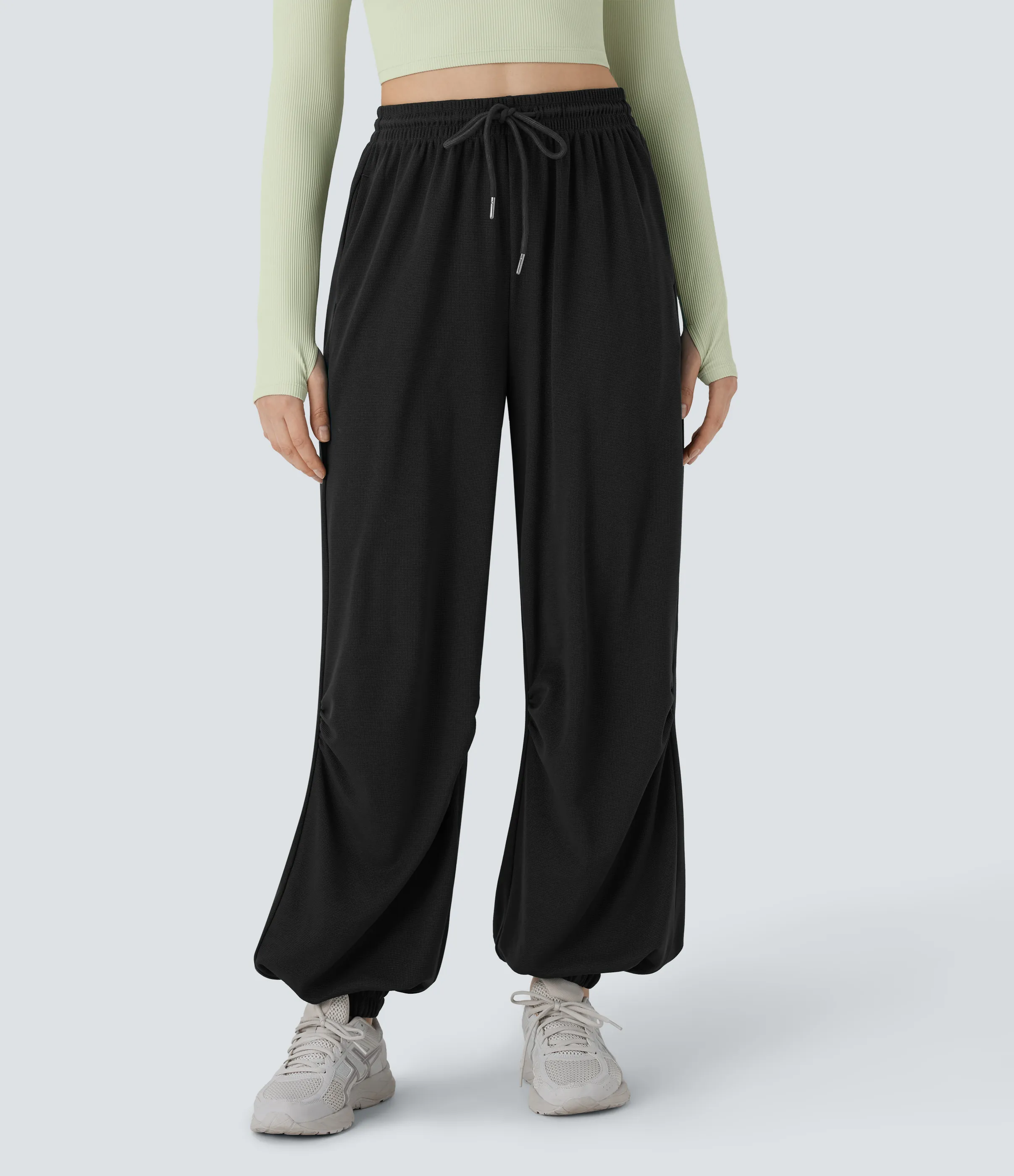 Halara Pantalón deportivo tiro alto cordón bolsillo lateral - Black - XS(regular) sold by Halara