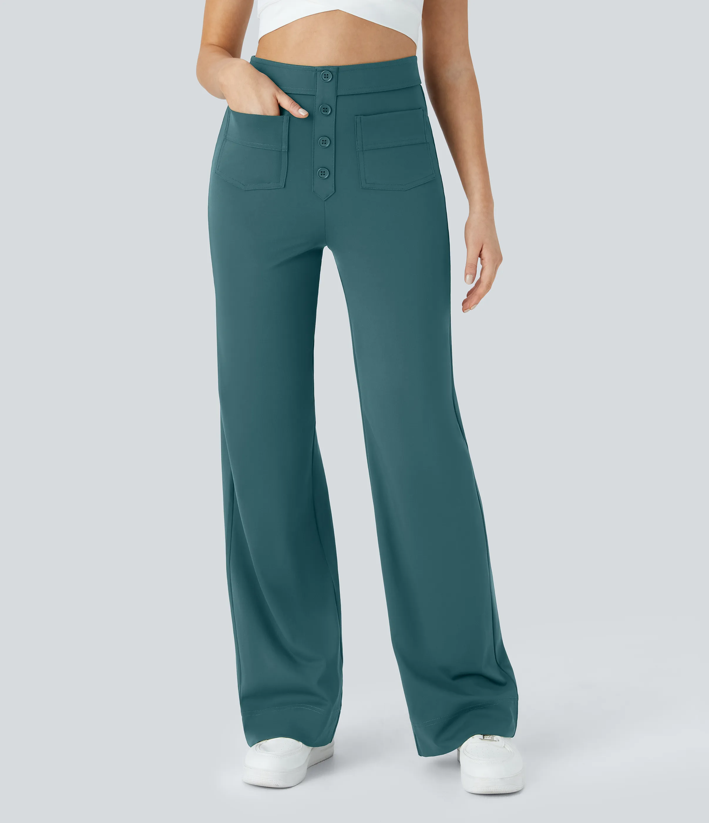 Halara Pantalones pierna recta múltiple bolsillo botón tiro alto - Atlantic Deep - XL(regular) sold by Halara product image thumbnail 5