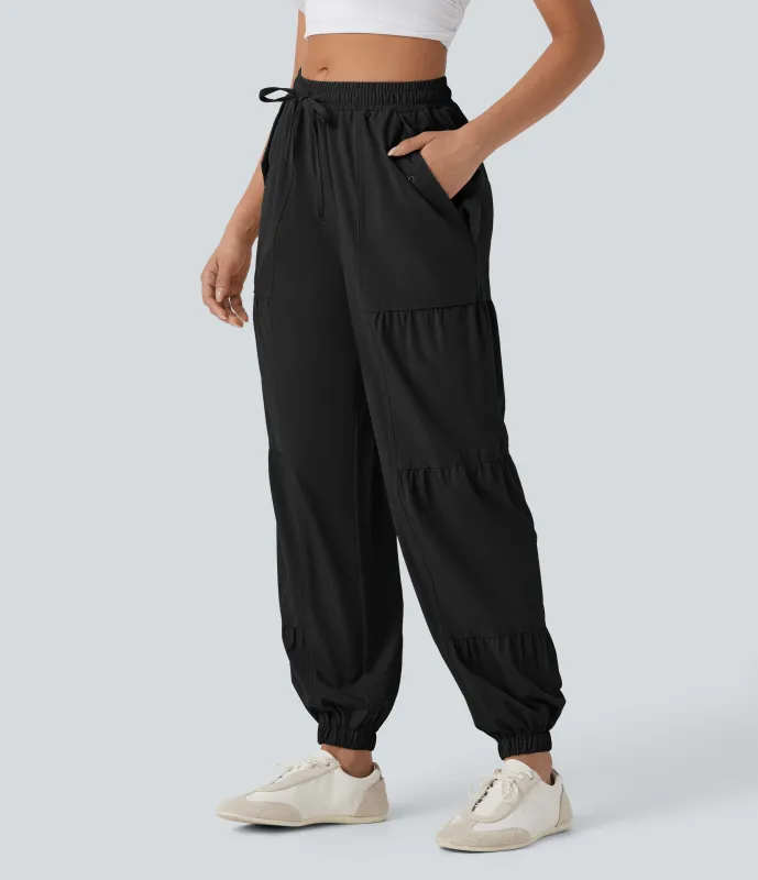 Halara Joggers casuales de tiro medio con cordón de secado rápido y múltiples bolsillos - Black - XS(regular) sold by Halara