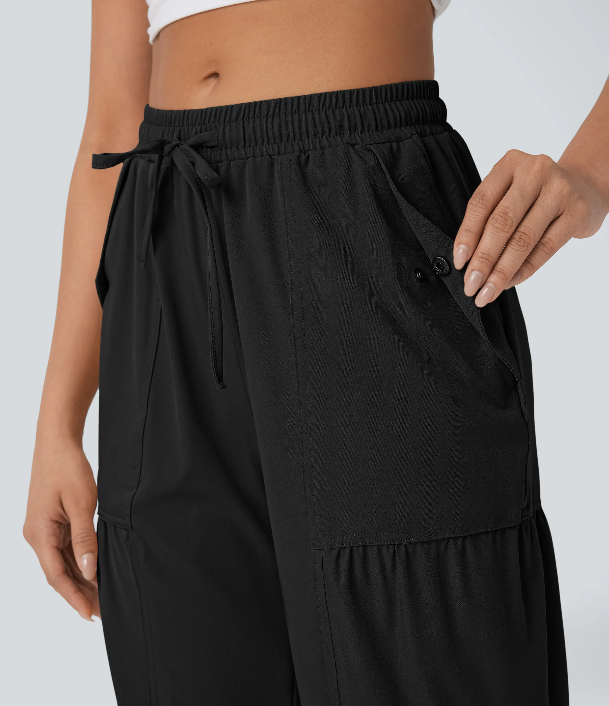 Halara Joggers casuales de tiro medio con cordón de secado rápido y múltiples bolsillos - Black - XS(regular) sold by Halara product image thumbnail 5