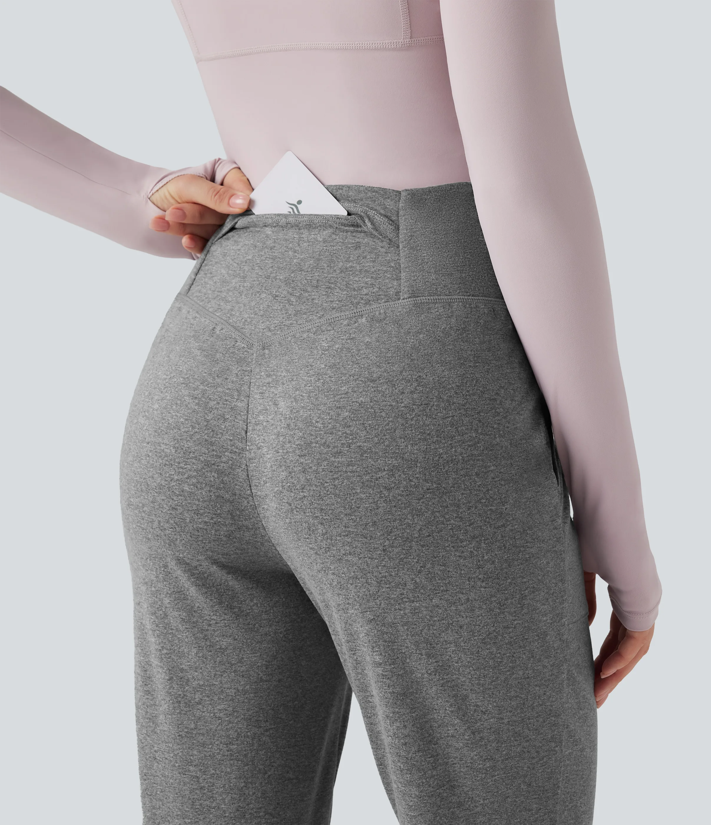 Halara Pantalones de yoga ajustados de tiro alto con bolsillos - Mottled Light Grey - L(regular) sold by Halara product image thumbnail 5