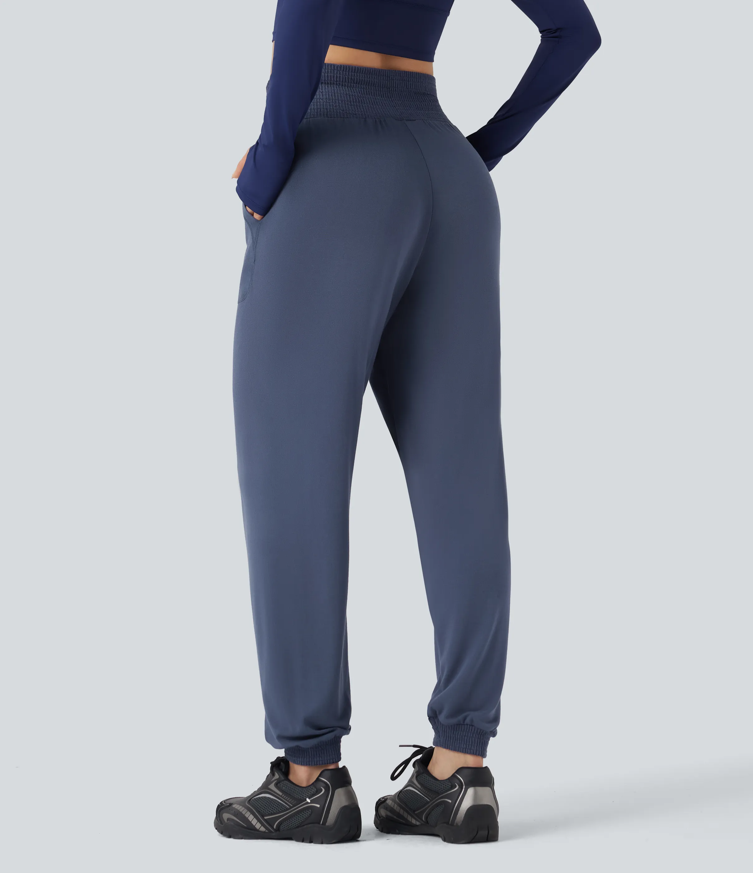 Halara Joggers deportivos de tiro alto sin costurasa con bolsillos - Vintage Indigo - L(regular) sold by Halara product image thumbnail 3