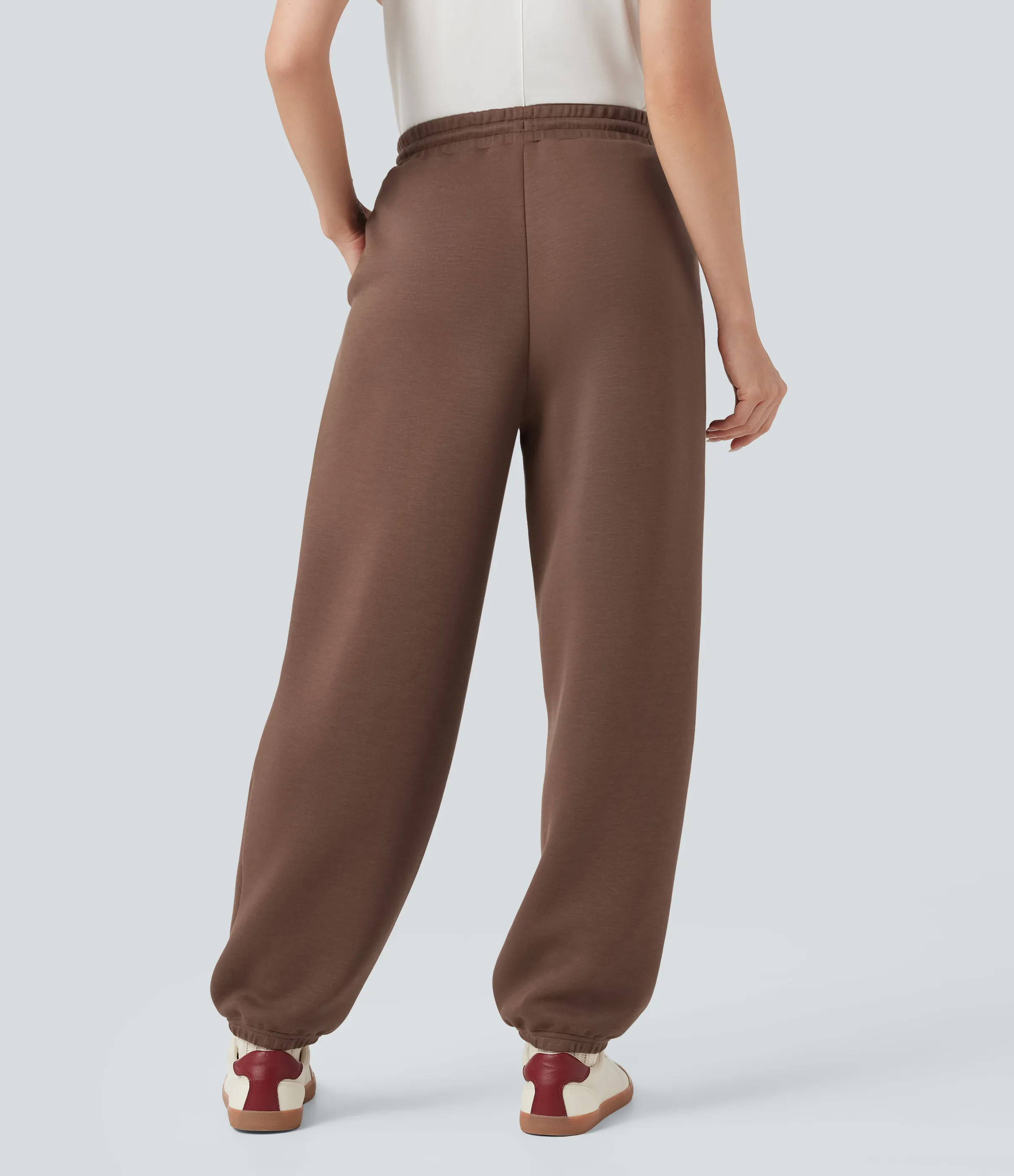 Halara Joggers casuales de tiro medio con cordón y bolsillos - Cocoa Brown - S(regular) sold by Halara product image thumbnail 4