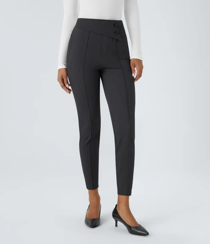 Halara Leggings Halara Flex™ oficina espiga bolsillo lateral cremallera tiro alto plegable - Blue Graphite - XL(7/8) sold by Halara