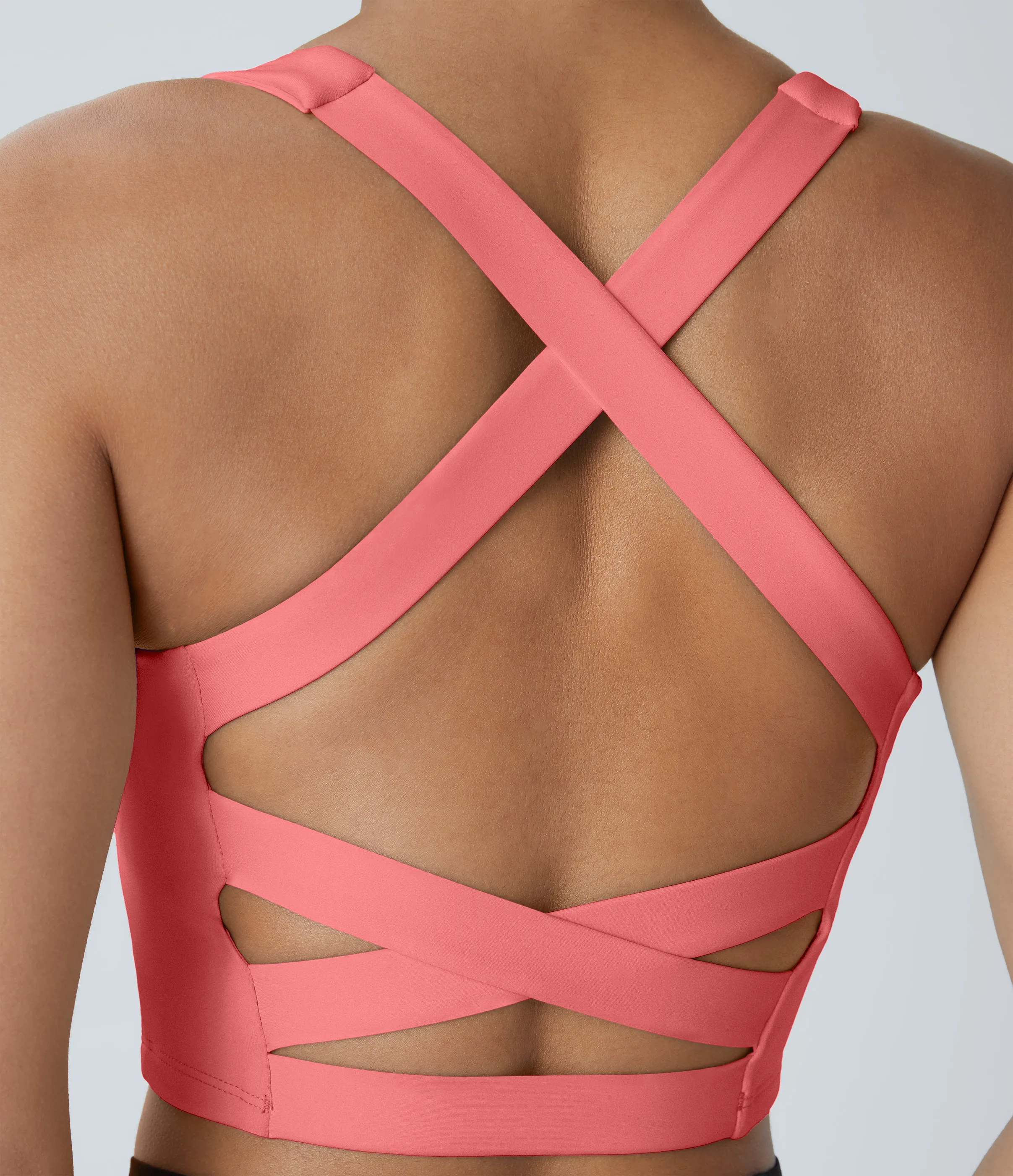 Halara Top corto de yoga SoftlyZero™ Airy con escote cuadrado, sin espalda, tirantes cruzados y tacto fresco-UPF50+ en copas D-F - Shell Pink - XL sold by Halara product image thumbnail 5