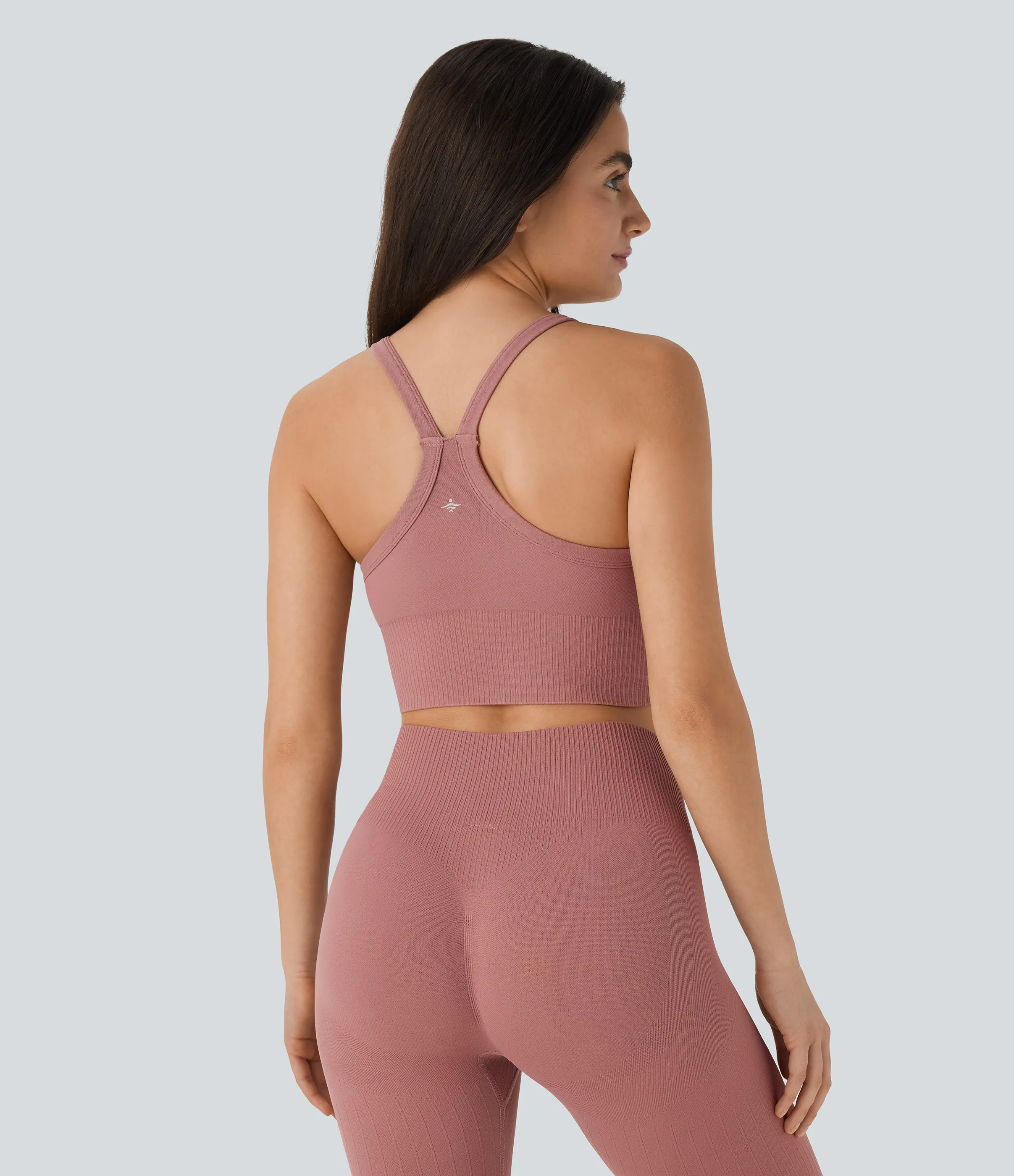 Halara Top de yoga corto con espalda nadadora y sin costuras - Cameo Brown - M sold by Halara product image thumbnail 3