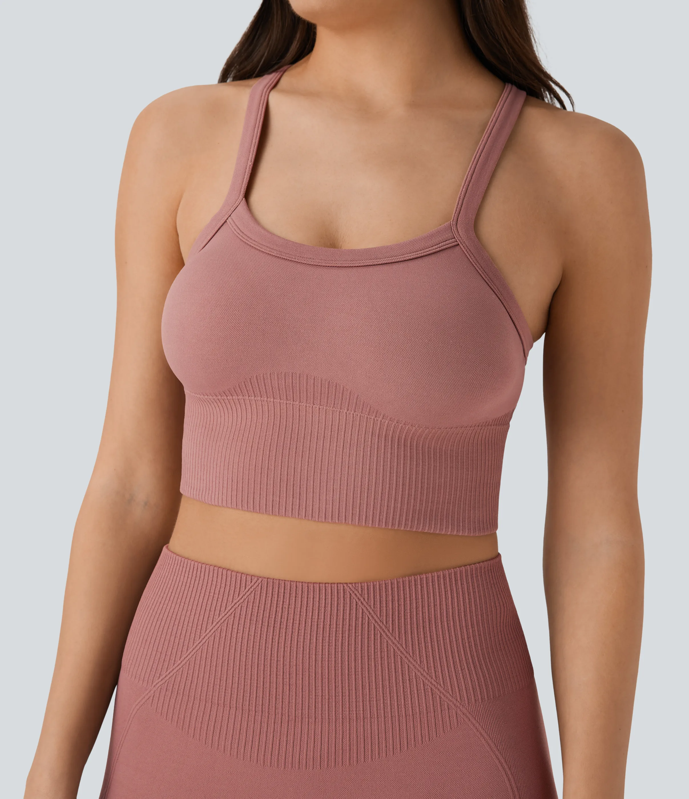 Halara Top de yoga corto con espalda nadadora y sin costuras - Cameo Brown - M sold by Halara product image thumbnail 5