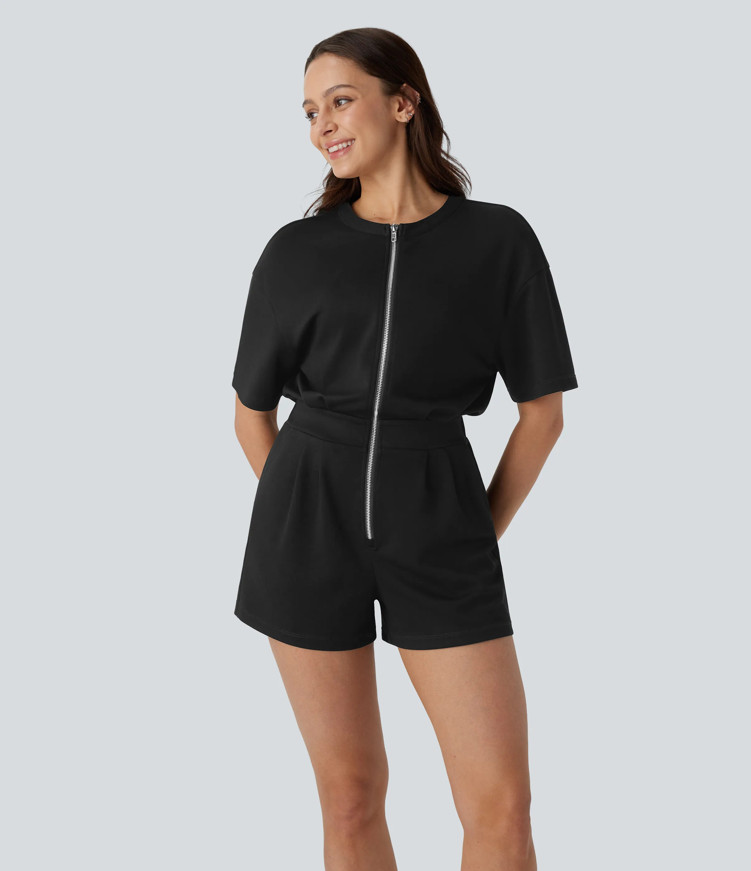 Halara Mono yoga bolsillo lateral cordón abertura cremallera - Black - L sold by Halara product image thumbnail 2