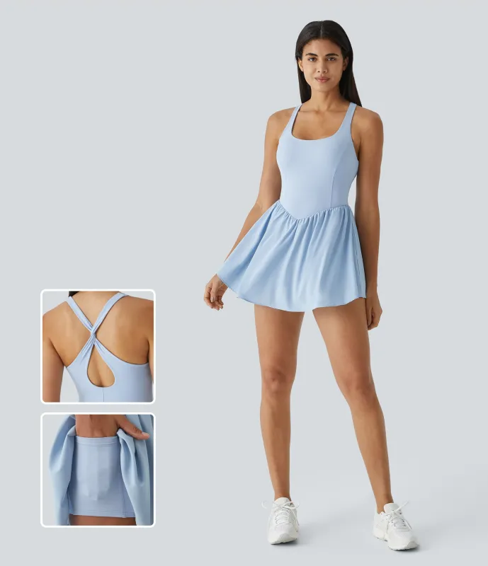 Halara Vestido mini deportivo Breezeful™ para pádel fluido estilo corset 2 en 1 con bolsillos, secado rápido y en copas D-F - Angel Falls - L sold by Halara