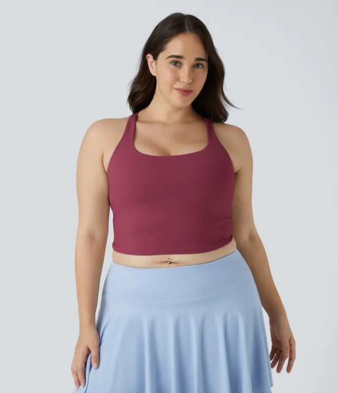 Halara Camiseta sin mangas de yoga en tallas grandes con espalda abierta y cruzada - Dry Rose - 1X sold by Halara