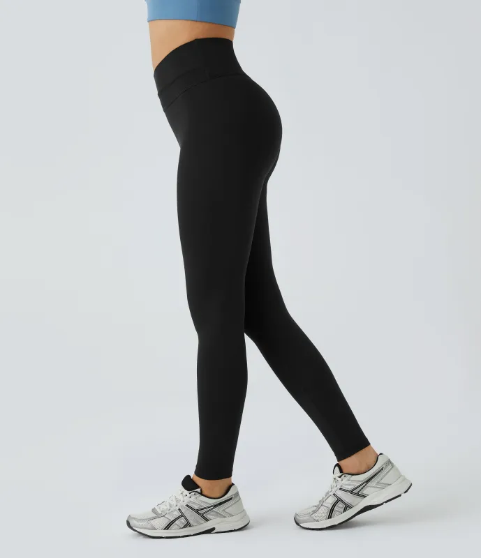 Halara Leggings Softlyzero™ cruzado bloque color - Black - M(7/8) sold by Halara