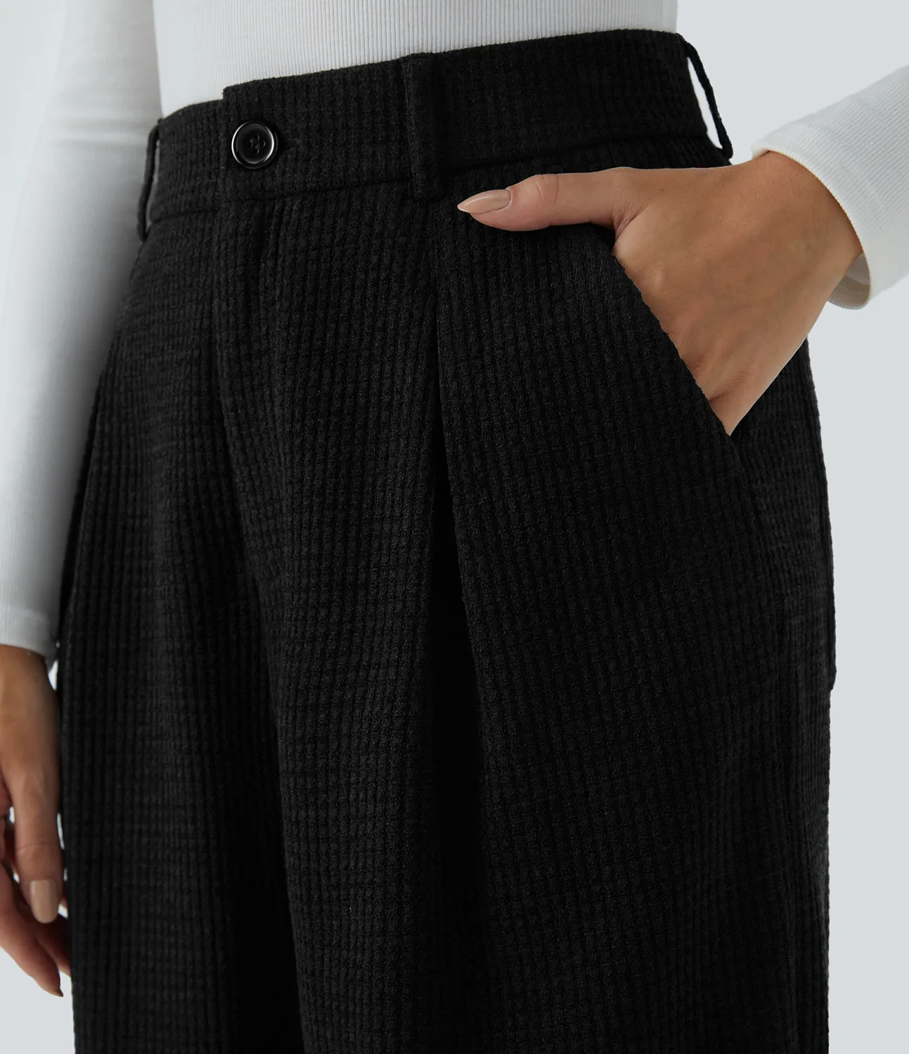 Halara Pantalón múltiple bolsillo cierre botón tiro medio - Black - XS(regular) sold by Halara product image thumbnail 5