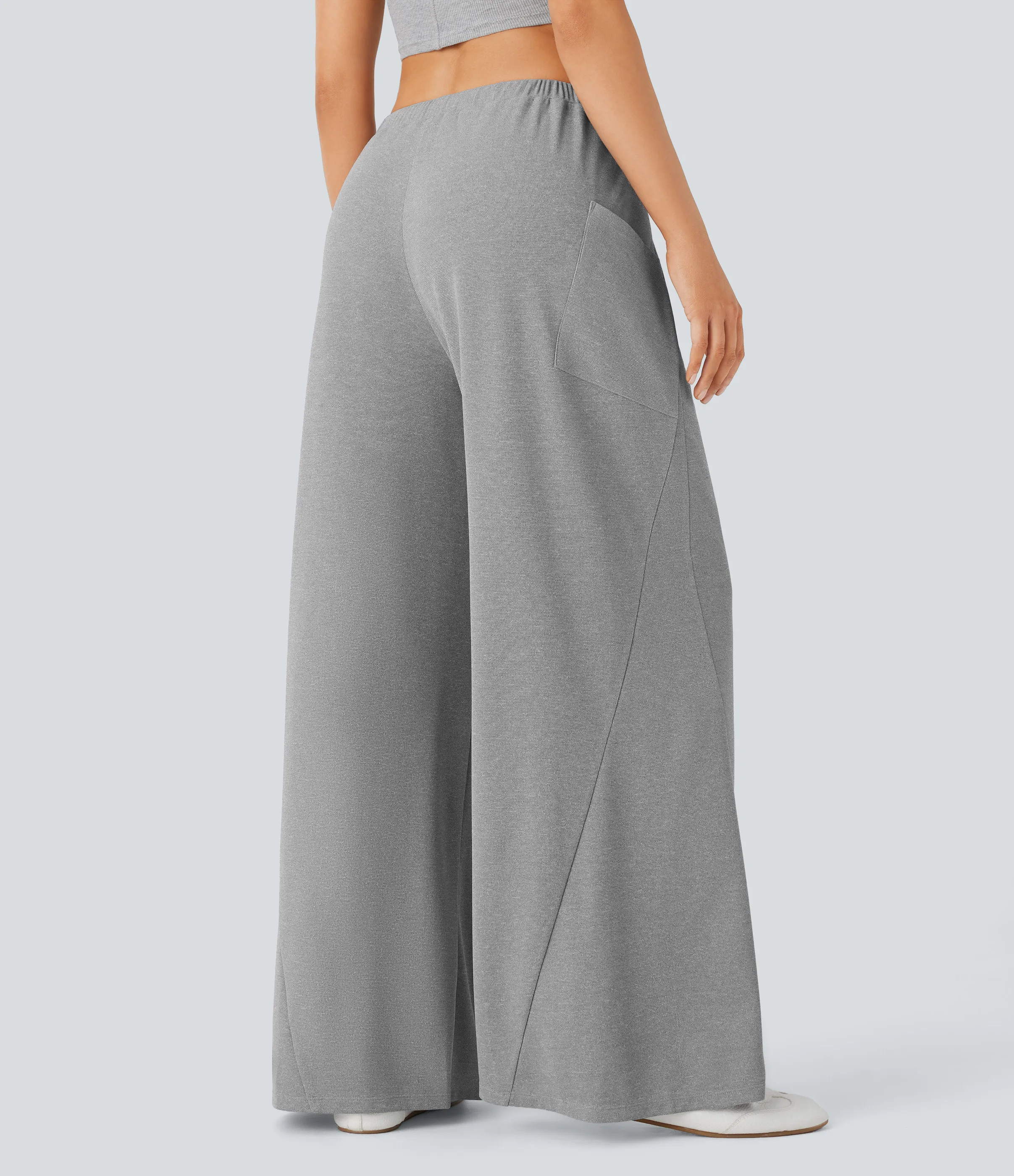 Halara Pantalón pierna ancha bolsillo lateral cordón tiro medio - Mottled Grey - S(regular) sold by Halara product image thumbnail 3