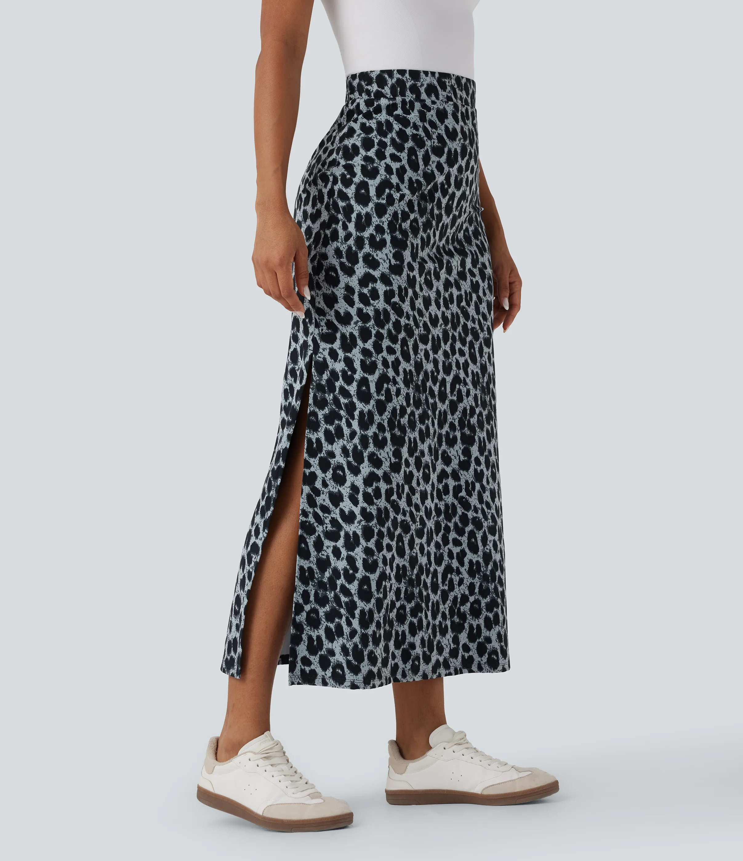 Halara Falda larga maxi UltraSculpt™ casual con abertura y tiro alto con estampado de leopardo - Moonshadow Leopard - S(regular) sold by Halara product image thumbnail 4