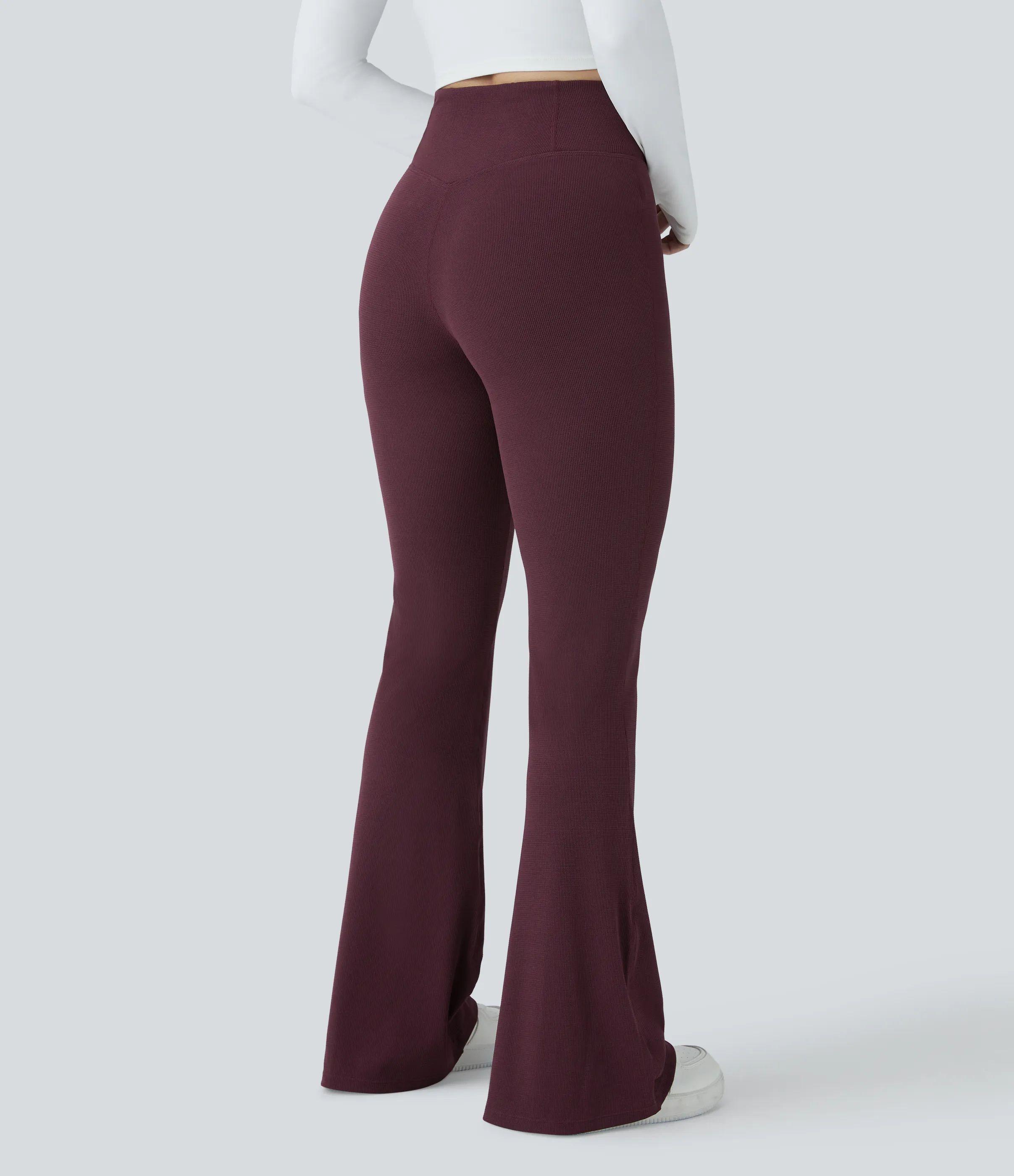 Halara Pantalón acampanado tiro alto bolsillo trasero cruzado - Evening Red - L(regular) sold by Halara product image thumbnail 3