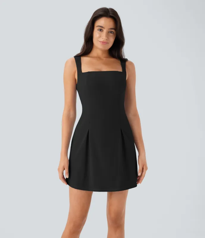 Halara Mini Vestido Softlyzero™ QuickDry activo deportivo tenis secado rápido bolsillo lateral sin mangas cuello cuadrado 2 en 1 - Black - M made by Halara