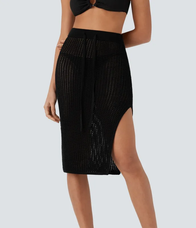 Halara Falda midi resort abertura cordón tiro alto - Black - XL sold by Halara