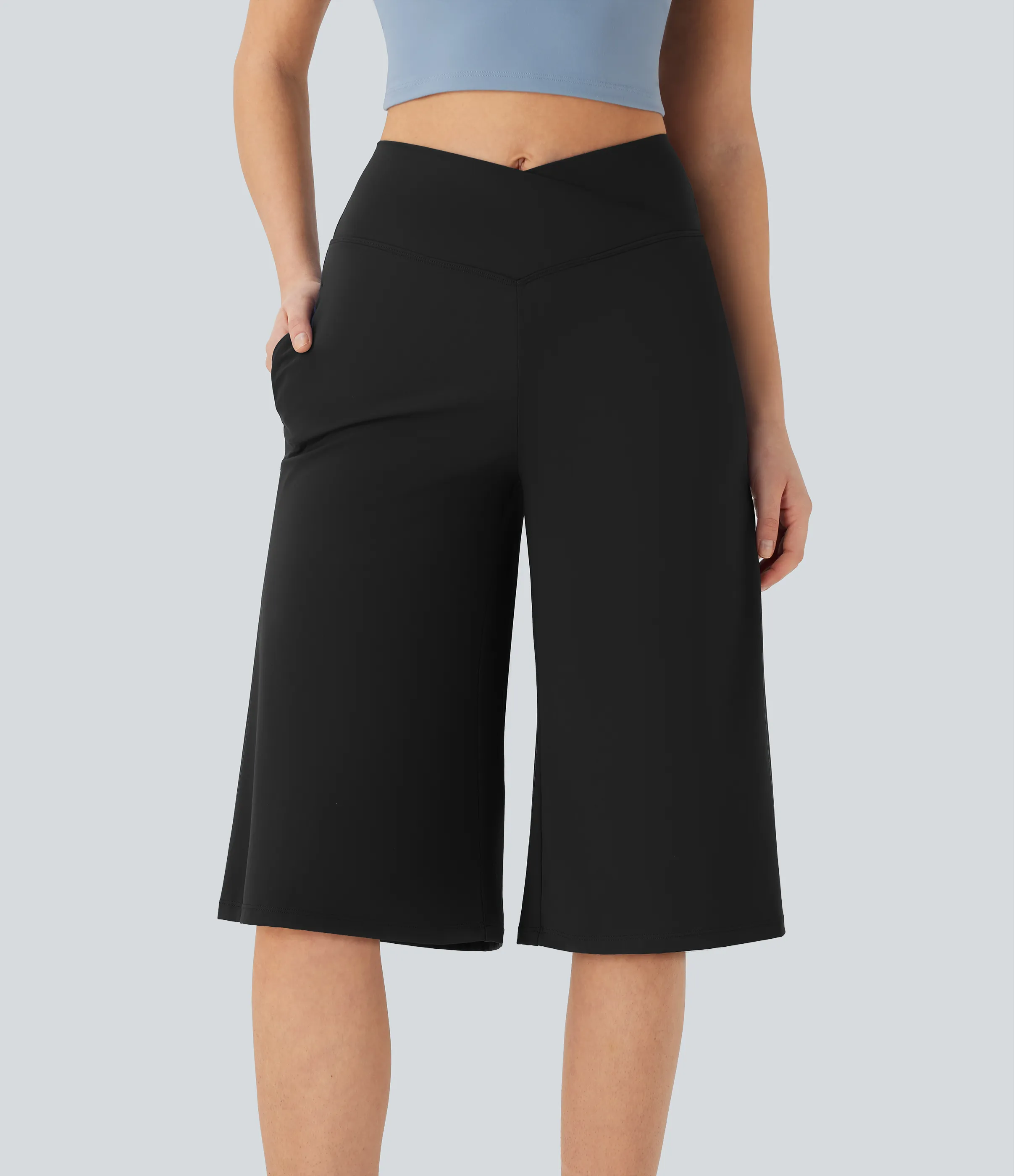 Halara Pantalones de yoga Softlyzero™ Airy de tiro alto cruzado con bolsillos en tacto frío - Black - XL sold by Halara product image thumbnail 4