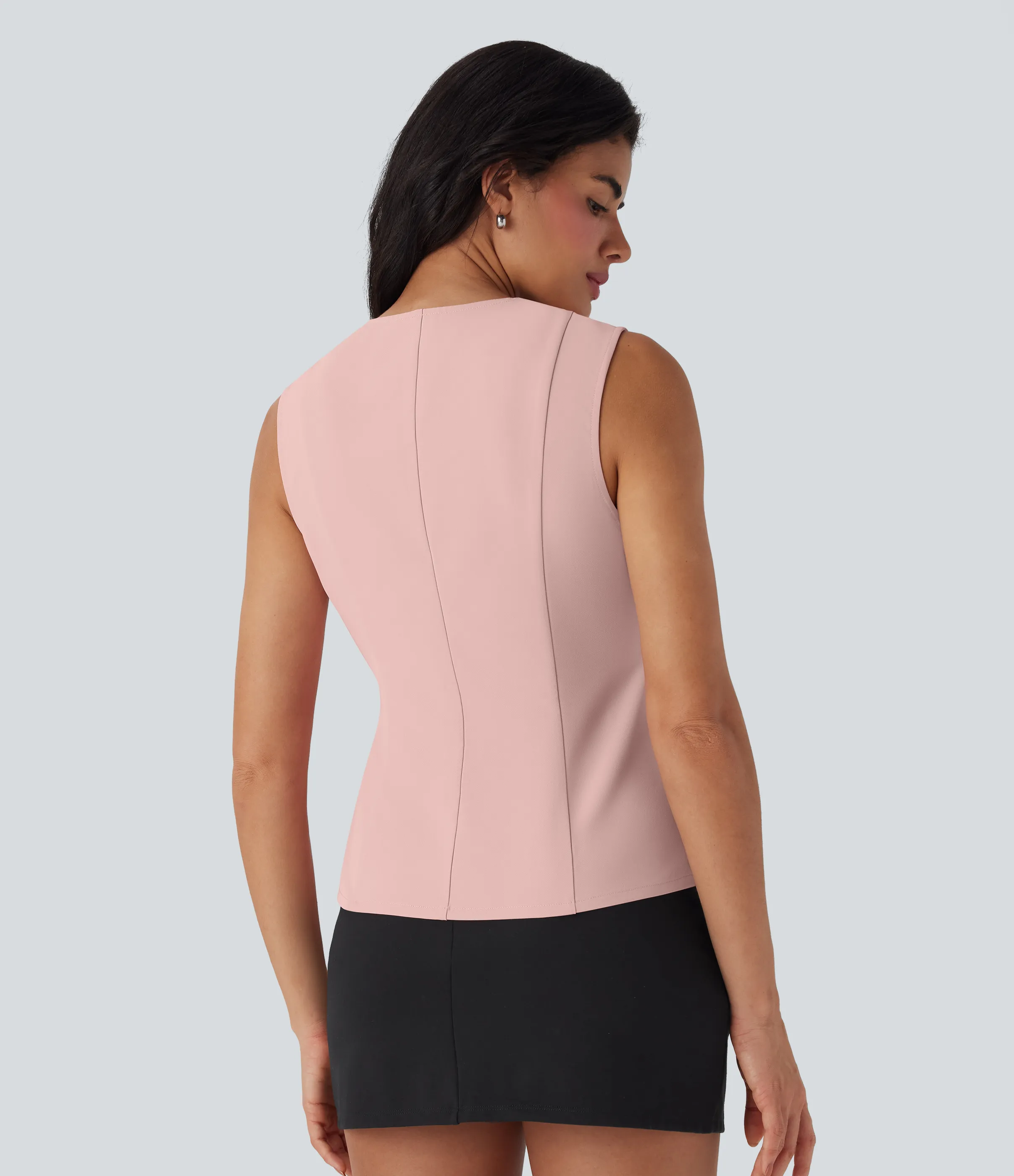 Halara Chaleco de oficina cruzado con cuello en V y cordones - Peachskin - XS sold by Halara product image thumbnail 3