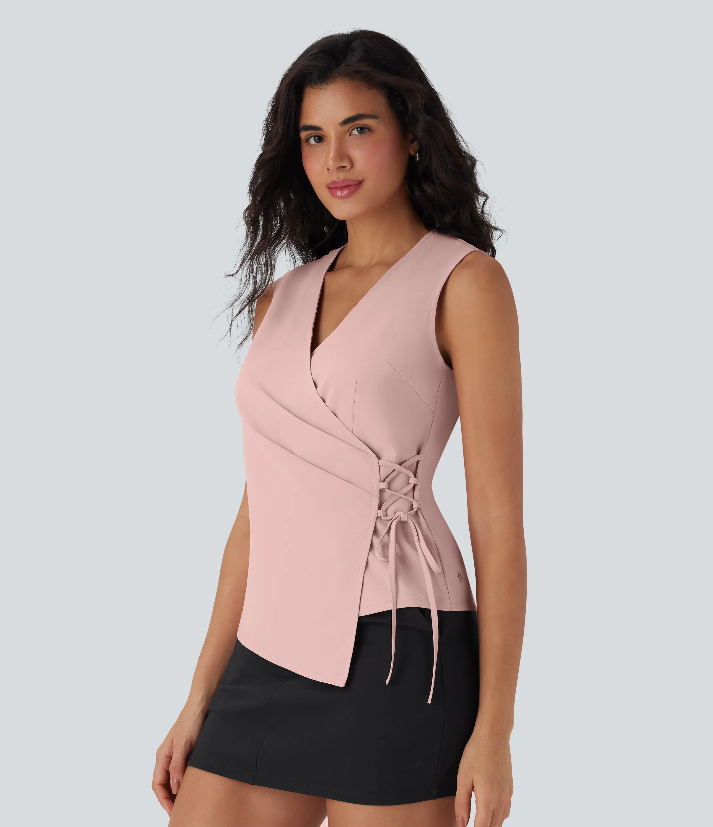 Halara Chaleco de oficina cruzado con cuello en V y cordones - Peachskin - XS sold by Halara product image thumbnail 4