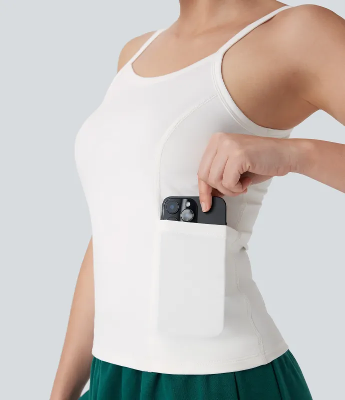 Halara Top deportivo liso con bolsillos laterales - White - S sold by Halara