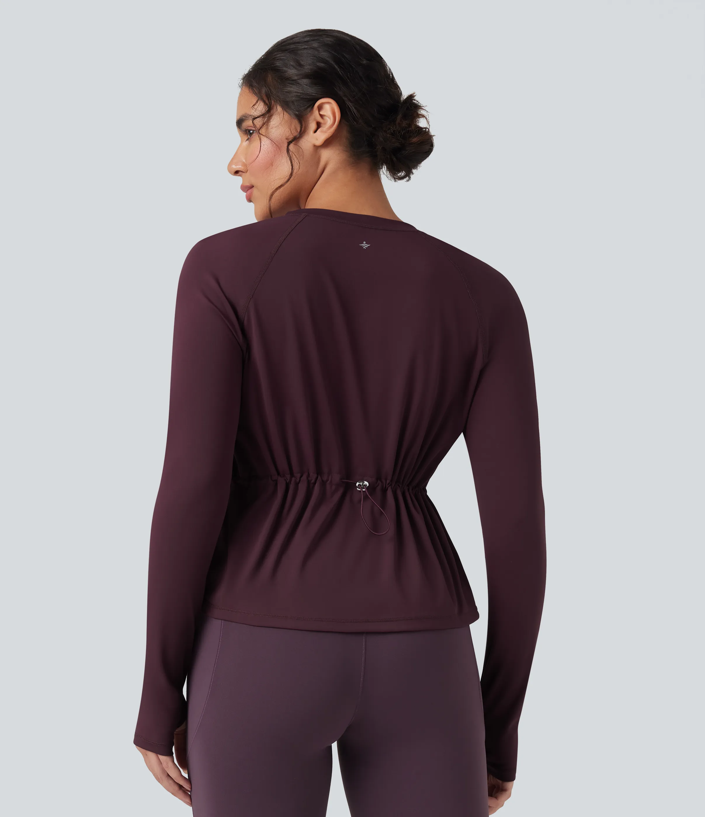 Halara Camiseta deportiva para running SoftlyZero™ de manga larga con cordón y aberturas para los pulgares - Fig - XS sold by Halara product image thumbnail 2