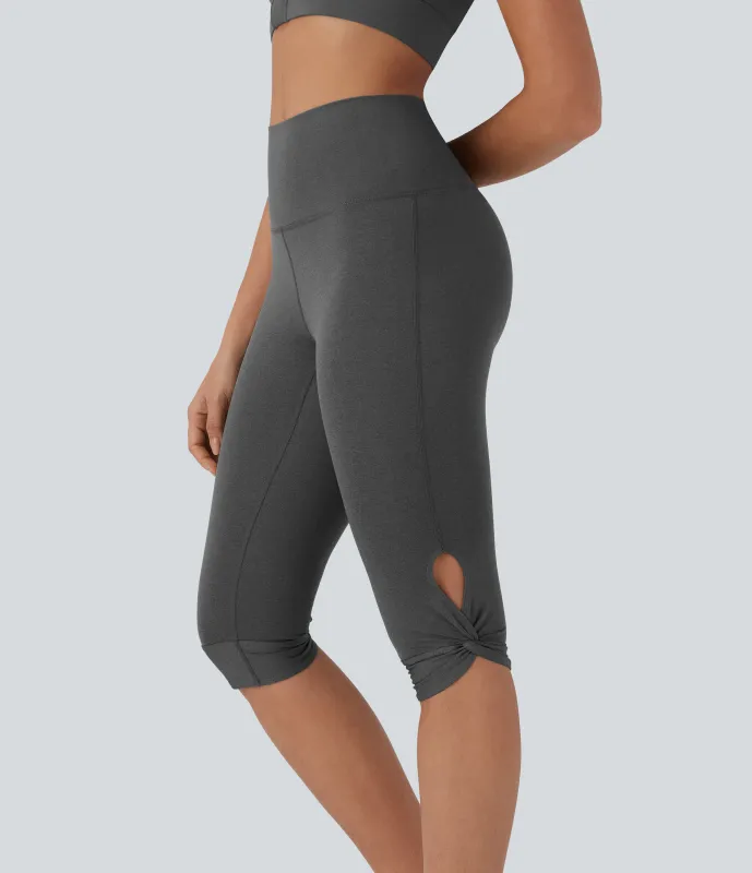 Halara Leggings de yoga de tiro alto con aberturas laterales retorcidas de secado rápido y con bolsillo - Dusky Charcoal - S sold by Halara