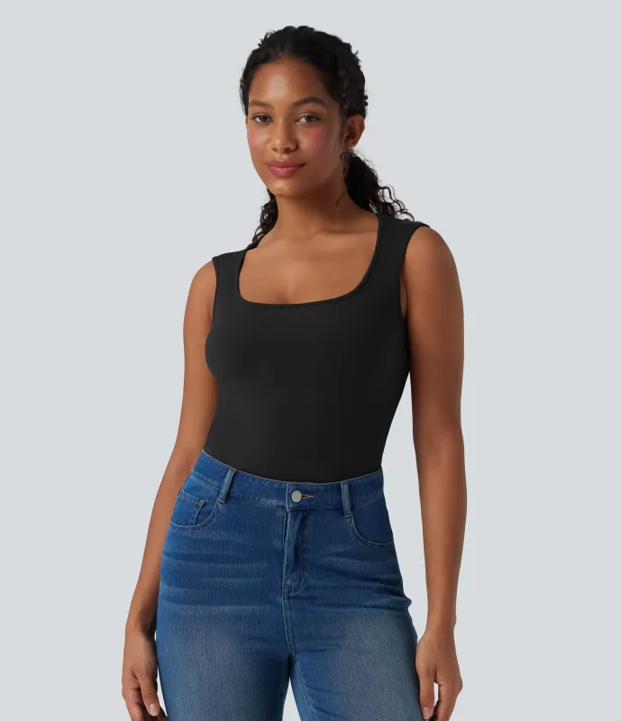 Halara Top casual sin mangas con cuello redondo - Black - S sold by Halara
