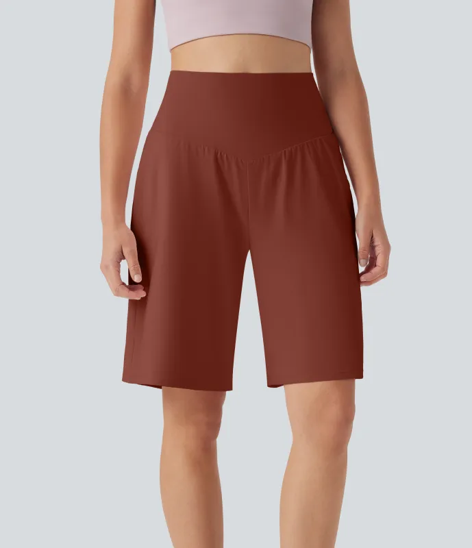 Halara Bermudas Softlyzero™ Airy yoga tiro alto múltiple bolsillo tacto fresco - Brandy Brown - XS sold by Halara