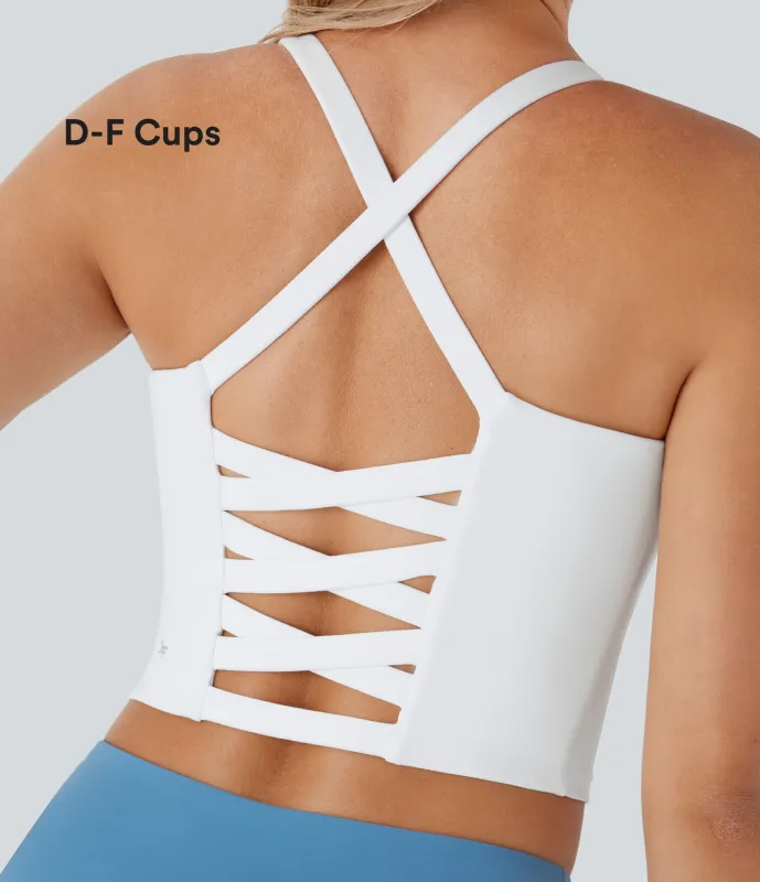 Halara Top corto de yoga en copas D-F - White - L sold by Halara