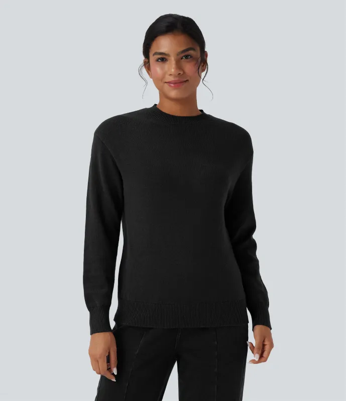 Halara Suéter casual de manga larga y cuello redondo - Black - M sold by Halara